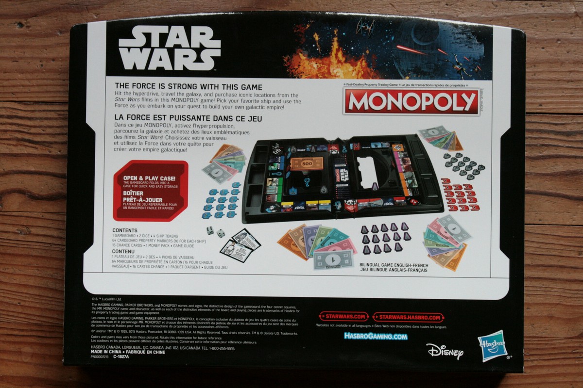 Monopoly Star Wars Edition Parker Brothers 2015 Open Box UnPunched Pieces￼